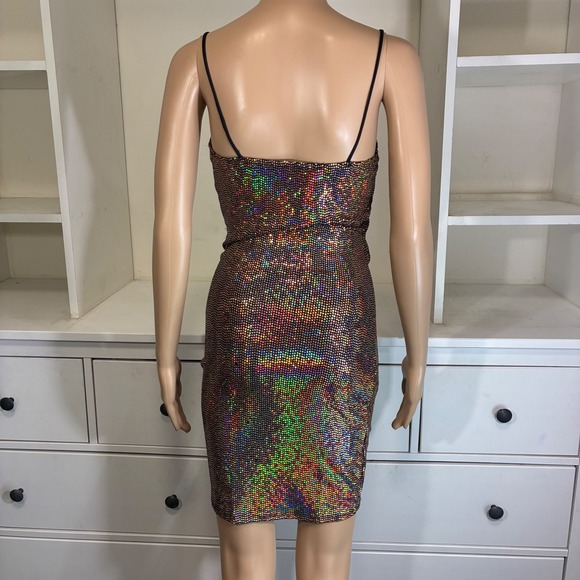 SABORA Womens Ruched Sequin Bodycon Mini Dress Sparkle - Picture 3 of 6